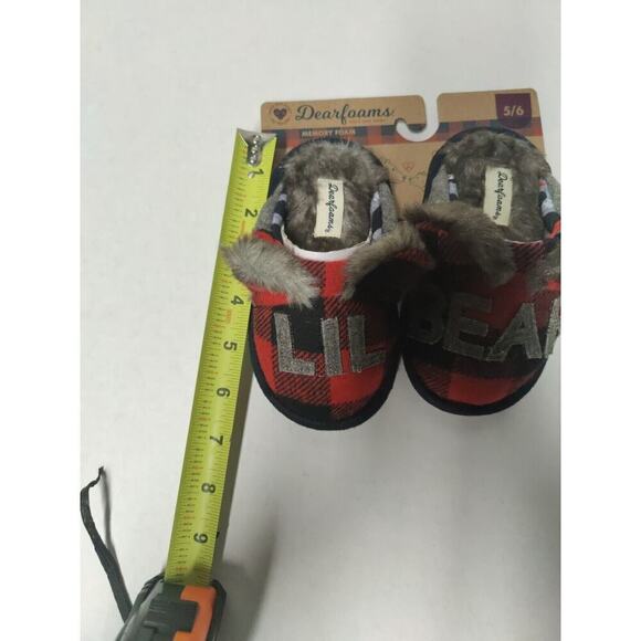 Dearfoams Kids Slippers Lil Bear Christmas size 5-6 Red Black Memory Foam - Picture 13 of 16